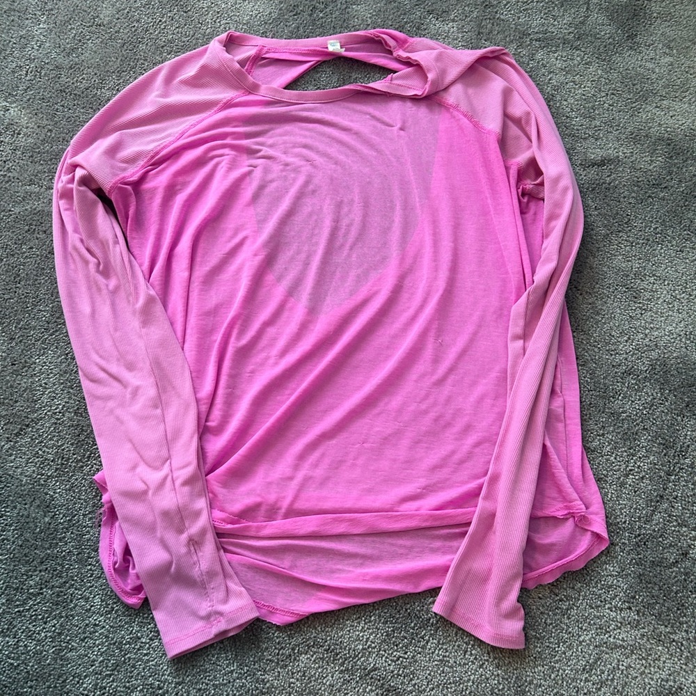 Free people long sleeve pink activewear top